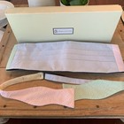 High Cotton Pastel Color Block Seersucker Stripe Cummerbund Bow Tie Set Handmade