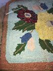 Vtg Virginia Snow Studio Burlap Flower 20   sq Hooking Canvas Pillow Hessian Read