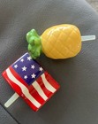 2 Nora Fleming Minis - American Flag A18    Pineapple A24