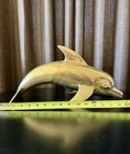 Vintage Brass Dolphin Figure Statue 17  Large