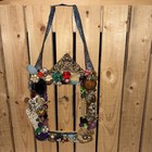Handcrafted Jeweled Picture Frame   Jewelry Art Made W recycled Items