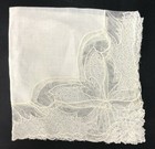 Beautiful Wide Lace Wedding Handkerchief Hanky Fancy Scalloped Antique Vintage 