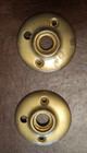 4 Vintage Round Solid Brass Door Knob Rosettes Escutcheon Back Plates-1 Set Of 2