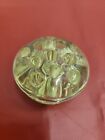 Antique Vintage Mint Green Vaseline Glass For Flower Floral 12 Hole  Sold As Is 