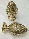 2 Heavy Solid Brass Finials From Spain Pinecone Acorn Pineapple Artichoke Finial