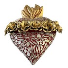 Milagros Sacred Heart   Exvotos Wood Heart With Tin Roses Mexican Corazon 12   