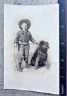 Antique Rppc Photo- Child Cowboy With Dog-early 1900 s