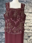 Marsoni Dress Women   s 20 Burgundy Beaded Formal Gown Mother Bride Evening