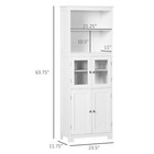 63  Buffet With Hutch Freestanding Storage Cabinet W  Glass Door Shelves White