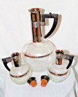Vintage Mid Century Modern Glass Carafe Set Dorothy Thorpe Silver black clear