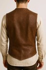 Medieval Brown Leather Vest Renaissance Larp Cosplay Handmade Lace-up Costume