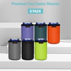 Kenobee 6 Pack 12oz Standard Can Cooler Sleeves  Soft Insulated Reusable