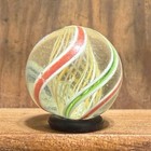 Antique German Handmade Yellow white Latticinio Swirl Marble 11 16    Near Mint