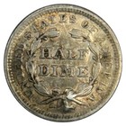 1853 Seated Liberty Half Dime   Ding At Face  Au unc Details   Priced Right 