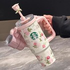 Starbucks China 2026 Rose Garden Ss Straw Tumbler 30oz W  Mini Cup Charm Set   