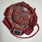 Vintage Flower Sewing Companion Pin Cushion Thread Holder Pocket Caddy Red 5 