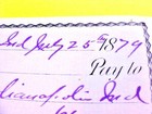 Ephemera Antique Bank Check 1879 1st National Bank Indianapolis In Revenue Stamp