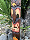 Halloween Tiki Wood Mask Vampire Fangs Tropical Bar Patio Decor 5  Ft X 6-7 In 