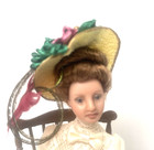 Lovely Dollhouse Miniature Porcelain Lady Doll In A Vintage Dress