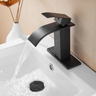 Black Widespread Bathroom Sink Faucet Basin 3 Hole Vanity Mixer Waterfall Tap