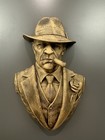 Vintage Mob Boss Mafia Wall Bust Sculpture Mafia Cigar Man Cave Bar Decor 9x6x3   
