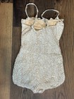 Vintage 50s 60s Alix Of Miami Cream Rhinestone Playsuit Swimsuit 