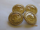 Chanel 4 Buttons Stamped  Gold Tone Metal 16mm