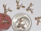 2pc Miniature Tiny Golden Little Floating Christmas Reindeer Bead Santa Findings