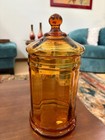 Vintage Empoli Italian Italy Apothecary Jar 10  Drug Store Optic Honey Amber 10 