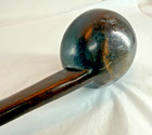 Rare 19thc Antique Primitive Treen Hand Carved Wooden Cauldron Ladle Hook Handle