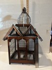 Skillfully Crafted Wood   Wire Ornate Bird Cage W door   Bottom Opens Local P up
