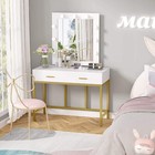Vanity Table Set With Lighted Mirror Makeup Dressing White With 10 Warm Led Bulb