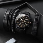 Yolako Men s Business Watch Set Leather Band Quartz Wristwatch With 3 Bracelets