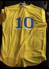 Majestic Boston  10 Baseball Jersey Button Front Men Yellow Blue White Size Xl
