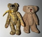 2 Miniature Jointed Posable Plaid   Beige Stuffed Animal Teddy Bears - Plush 3   