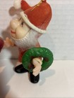 Vintage Flocked Plastic Elf Santa Christmas Ornament 4  Pixie Gnome