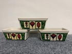 Vtg Set Of 3 Ceramic Christmas Mini Loaf Pans Holiday Baking Dishes 6 5 Inch