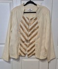 Nwt Lisa Rene Sz 22 Ivory W  Gold Accents 2pchalter jacket Rhinestone Closure