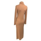 Rosie Brown Rib Knit Long Sleeve Turtleneck Maxi Bodycon Sweater Dress Size M