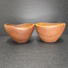 Vintage Mid Century Modern Teak Wood Bowls Handcrafted Thailand Freeform Set
