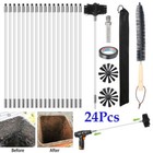 24pcs Flue Sweeping Brush   Rod Kit Chimney Sweep Set 18xsoot Cleaning Rods