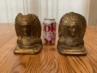 Vintage Brass Native American Indian Chief Head Bookends 3 Lbs 13 Oz Each 6   