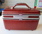 Vintage Red  samsonite Silhouette Hard Shell Train Luggage Case  No Key