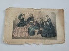 Three Vintage Antique Lithograph Prints Victorian Ladies In Dress 