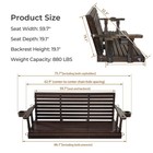 5 5ft Wooden Porch Swing W seat Cushion  Cup Holders  3-seater  Deep Brown