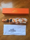 Herm  s Paris Compact Folding Umbrella Logo Pattern Orange Box