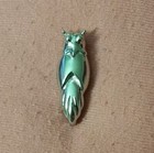 Vintage Silver Tone Owl Brooch Jacket Lapel Pin Signed Monet