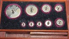 Vintage Harshaw Scientific  Set Of 9 Balance Scale Weights  W  Wood Box