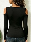 Women s Casual Elegant V-neck Contrast Lace Long Sleeve T-shirt