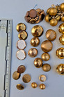 Vintage Lot Of 40   Brass   Gold Toned Domed Metal Buttons Some Sets Sewingcraft